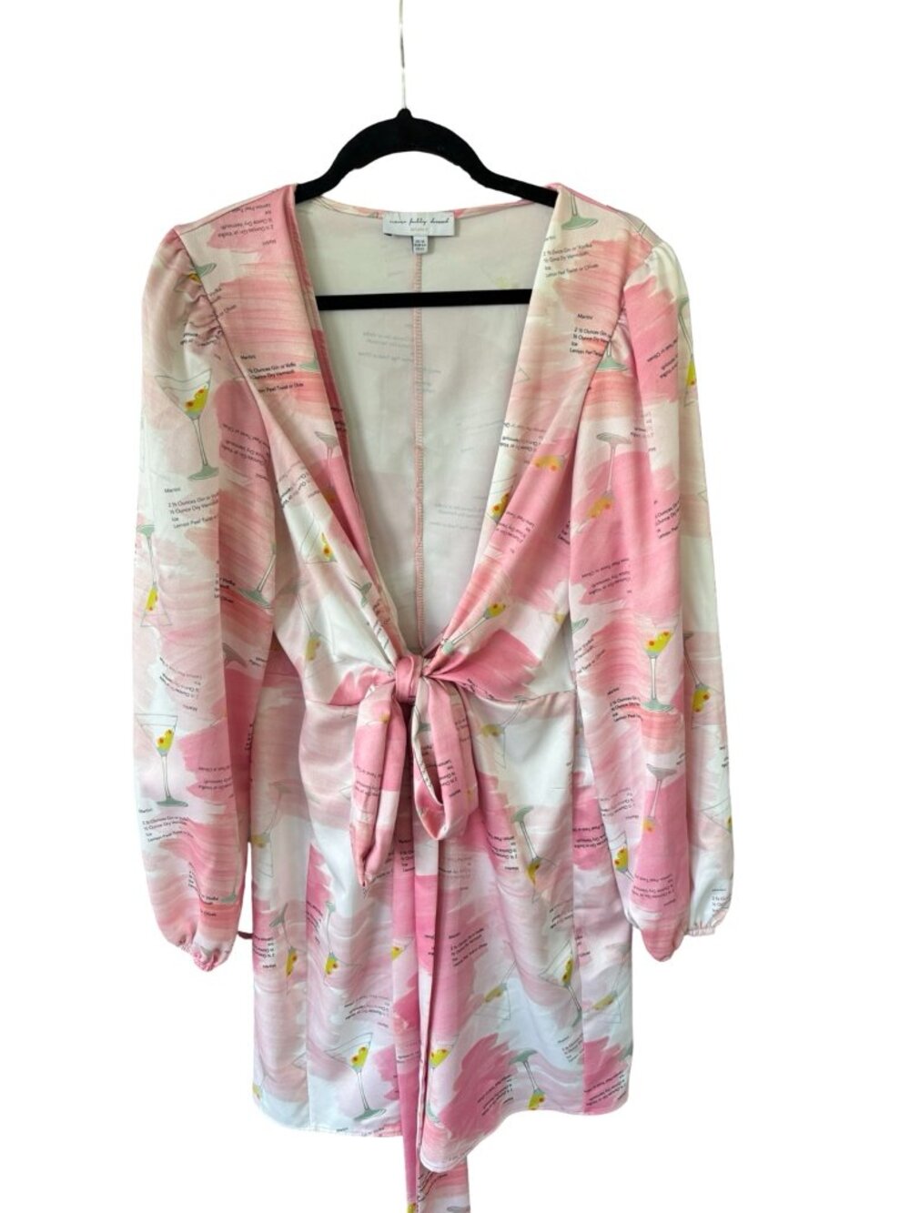 Never Fully Dressed Martini Print Tie Front Dress Size US 12
